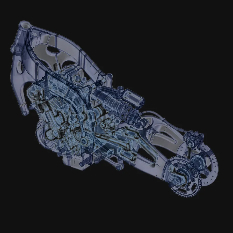 X-ray composite of the same swingarm geometry