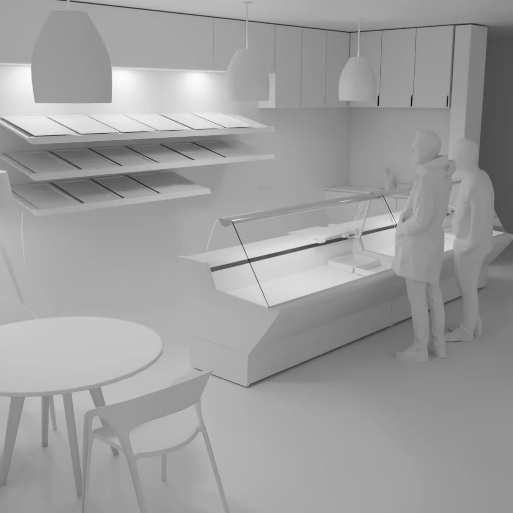Counter and shelves stocked via zone inpaint