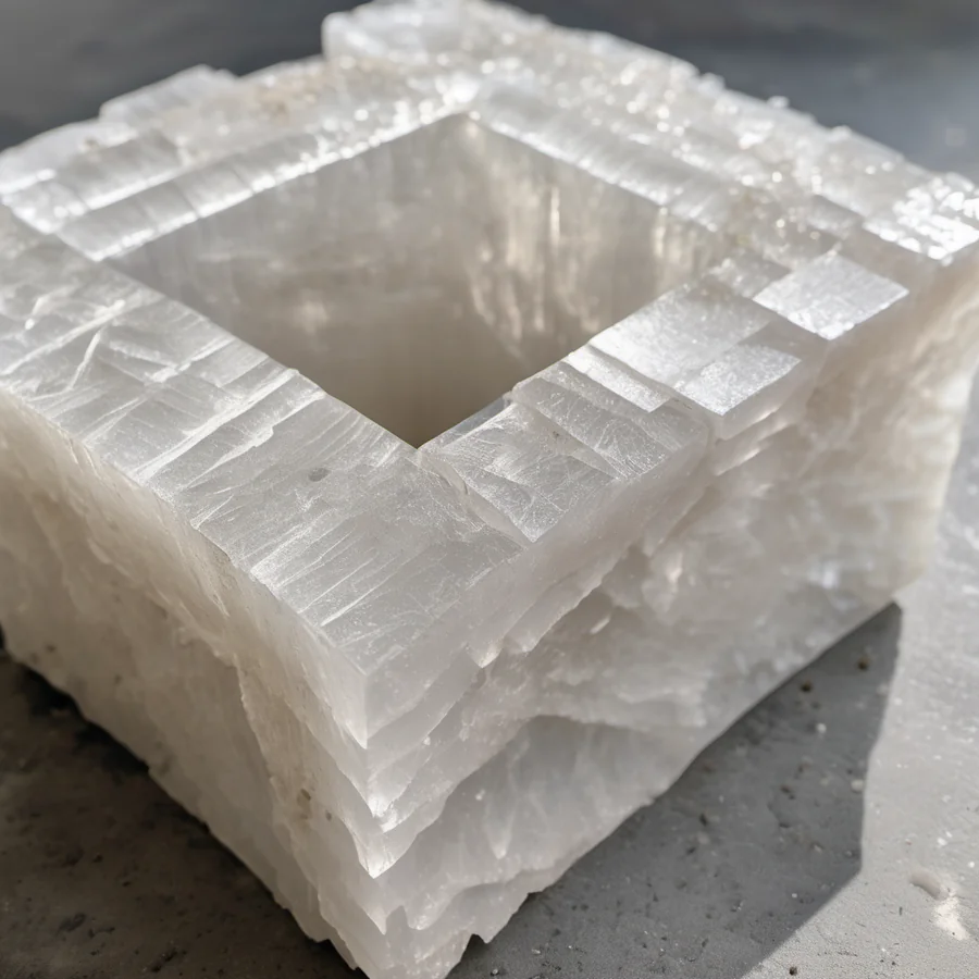 Root-category product concept: carved mineral vessel