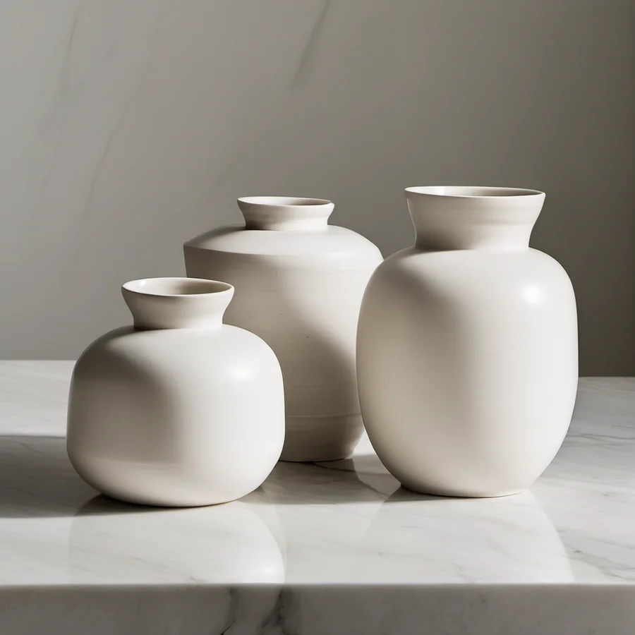 Settle-category product concept: ceramic vessel trio, from the same ideation set